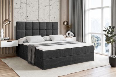 Boxspringbett mit Matratze, Topper, Polsterbett mit Bettkasten RICAR
