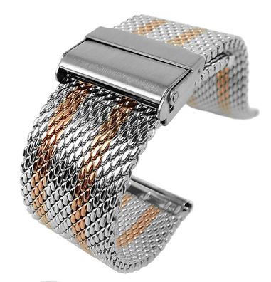 Minott Uhrenarmband | Milanaise Edelstahl | orangene Streifen 32428
