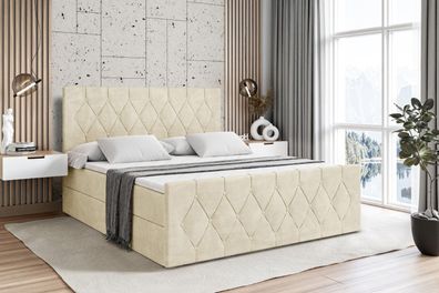 Boxspringbett mit Matratze, Topper, Polsterbett mit Bettkasten Velanto