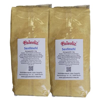 2 x 1kg Senfmehl gelb Senfpulver Senfkörner fein gemahlen teilentölt glutenfrei