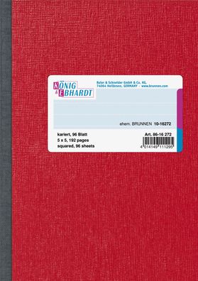 Geschäftsbuch A6 96BL kariert rot KÖNIG & Ebhardt 86-16 272