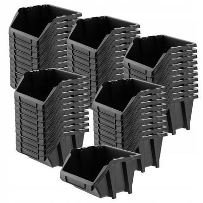 KADAX Werkstatt-Stapelkiste aus PP Kunststoff, 272 x 238 mm, Schwarz, 50 Stück