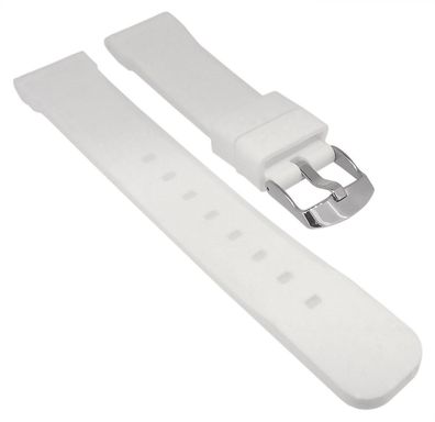 Minott Uhrenarmband Silikon weiß glatt weich Breitdornschließe silbern