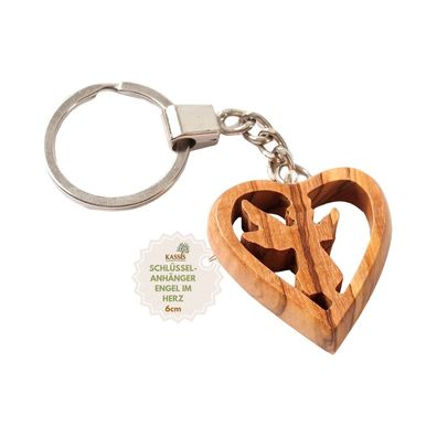 Olivenholz Schlüsselanhänger Schutzengel Geschenk Glücksbringer aus Bethlehem