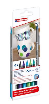 Edding Porzellanpinselstift 4200 1-4 mm 6er-Set cool colours