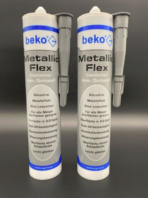 2x Beko Metallic Flex 305g elastischer Klebstoff Dichtstoff Dichtung KfZ Container