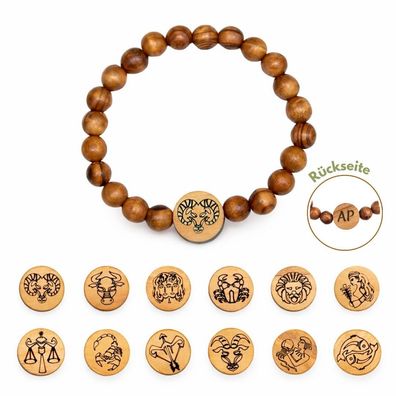 Olivenholz Armband mit Sternzeichen - Handgefertigt in Bethlehem Talisman Glücksbring