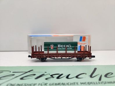 Roco N DC 25915 Rungenwagen mit Wechselpritsche "Becks Bier" Kbs442 / DB / OVP