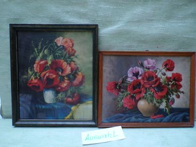 alte Holzbilderrahmen Klatschmohnmotive -Auswahl