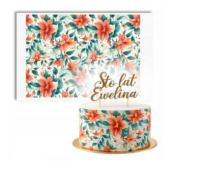 Tortenaufleger Blumen Dekor Personalisierter Essbare Tortendekoration aus Fondant 2