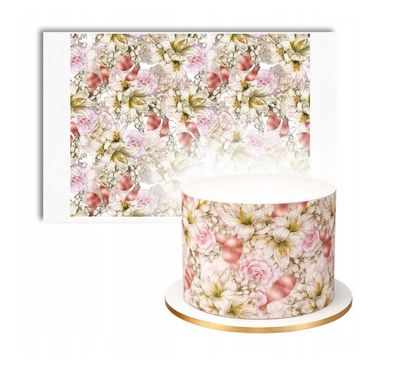 Tortenaufleger Blumen Dekor Personalisierter Essbare Tortendekoration aus Fondant 3