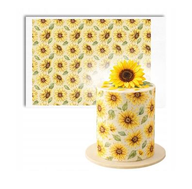 Tortenaufleger Sonnenblumen Personalisierter Essbare Tortendekoration aus Fondant