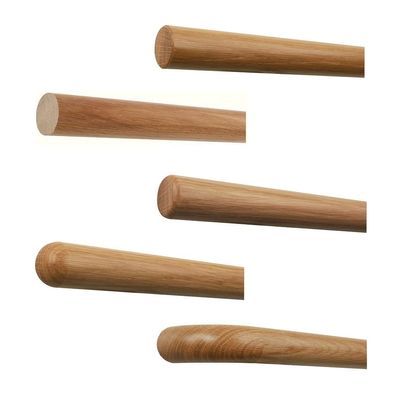 TIBU Handlauf Holz Eiche Ø42mm Geländer Treppe Holzenden ohne Handlauf Halter