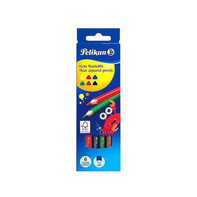Pelikan Buntstifte 6er Dreieckig Dick Soft weiche Mine für Kinder Vorschule