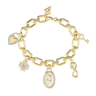 Guess Schmuck Damen-Armband Lucky Multi Charms Goldfarben JUBB06042JWYGS