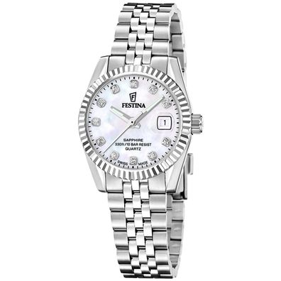 Festina Damenuhr Quarz Stahl/Perlmutt mit Saphirglas F20087/1
