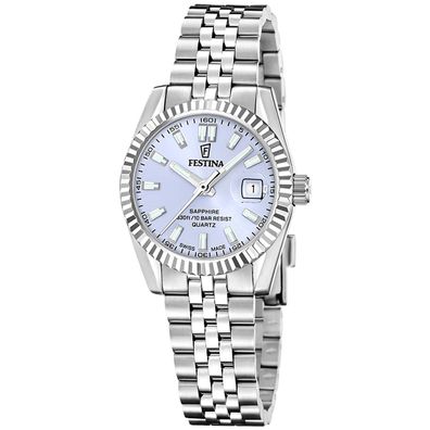 Festina Damen-Quarzuhr Stahl/Hellblau mit Saphirglas F20087/3