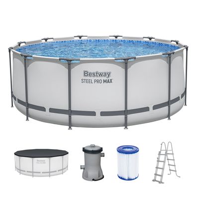 Steel Pro MAX™ Frame Pool Komplett-Set mit Filterpumpe Ø 366 x 122 cm, lichtgrau,