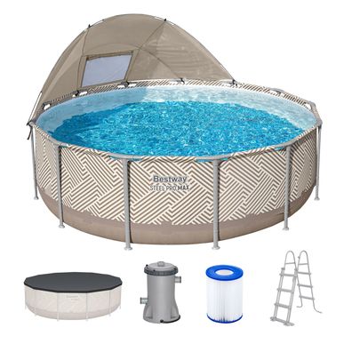 Steel Pro MAX™ Frame Pool Komplett-Set mit Filterpumpe Ø 396 x 107 cm, Op Art-Desi