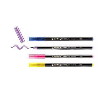 Edding Set 1340 Glitzerstifte 4er, Pinselstifte Glitzereffekt, Handlettering
