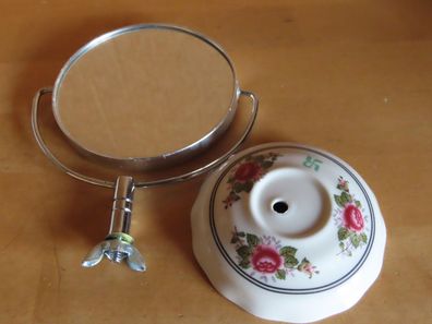 kleiner Schminkspiegel mit Vergrößerungsseite mit Keramikfuß Yves Rocher