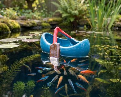 Maritimer Deko-Kahn "Ahoi" - Keramik-Boot mit Paddeln