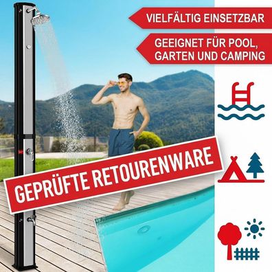 Solar Solardusche Dusche 35 Liter Solardsuche Garten mit Regenschutz Schwarz Silber