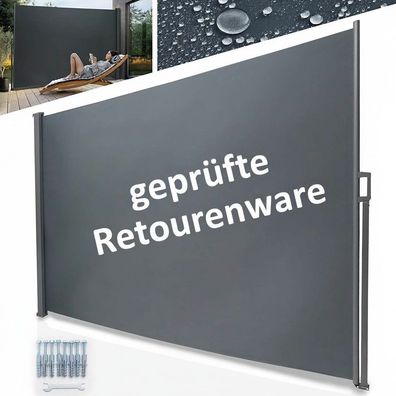 Seitenmarkise ausziehbar Anthrazit Sichtschutz Windschutz Sonnenschutz 180 x 300 cm