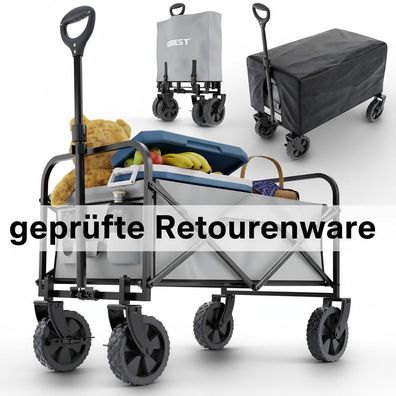 Bollerwagen Strandbollerwagen Faltbollerwagen Regenschutz 61 Liter klappbarer Grau