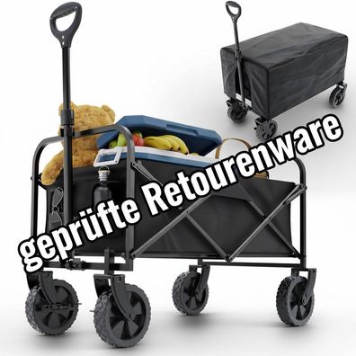 Bollerwagen Strandbollerwagen Faltbollerwagen Regenschutz 61 Liter klappbarer Schwarz