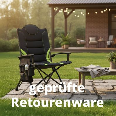 Campingstuhl faltbar Klappstuhl Camping Stuhl Hochlehner gepolstert Schwarz Grün