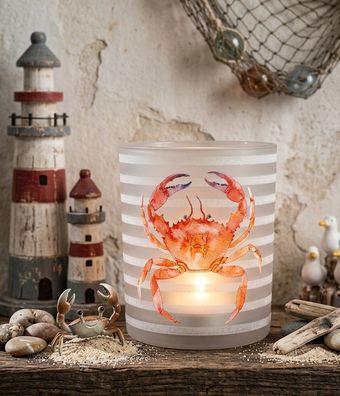 Maritimes Glas-Windlicht "Krebs" - Stilvoller Küsten-Akzent