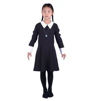 Wednesday Addams Kinder Kleid | Mädchen Schuluniform von Wednesday | Inkl. Halskette