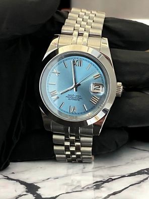 Armbanduhr Datejust Römisches Zifferblatt Türkis Stahl Jubilee Automatik Luxusuhr