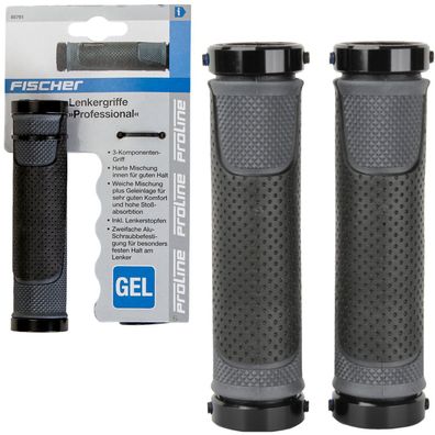 Fischer Set Fahrrad-Griffe Gel Lenker-Griffe Schraubgriffe Rutschfest MTB eBike