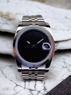 Armbanduhr Datejust Schwarzes Zifferblatt Stahl Jubilee Automatik Luxusuhr 39mm