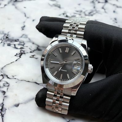 Armbanduhr Datejust Grau Stahl Jubileearmband Automatik Luxusuhr 39mm
