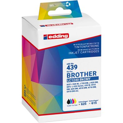 Edding Tintenpatrone EDD-439 ersetzt Brother LC1240BK/C/M/Y