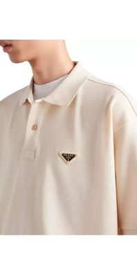 Prada Cotton Polo Shirt Herren Beige