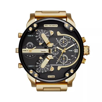 Diesel DZ7333 Daddy Herrenuhr, schwarz-goldfarben, 57 mm, Chronograph
