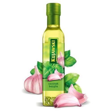 Rapsöl mit Knoblauch & Basilikum 250ml - Gewürzöl Würzöl - Öl Kujawski