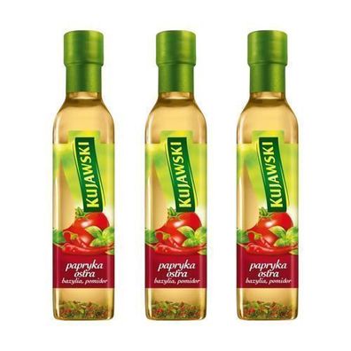 Rapsöl mit Chili Tomaten & Basilikum 3x 250ml - Gewürzöl Würzöl - Öl Kujawski
