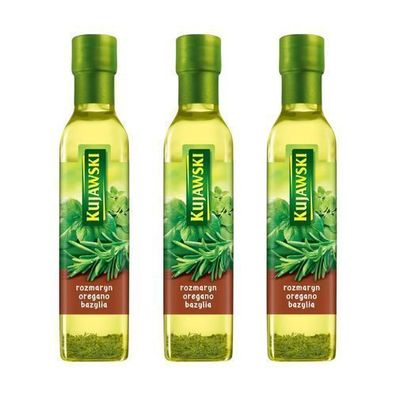 Rapsöl mit Rosmarin Oregano & Basilikum 3x 250ml - Gewürzöl Würzöl - Öl Kujawski