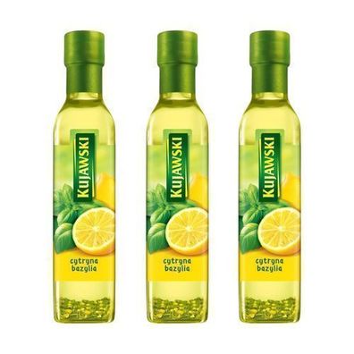 Rapsöl mit Zitrone & Basilikum 3x 250ml - Gewürzöl Würzöl für Salate Öl Kujawski