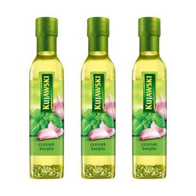 Rapsöl mit Knoblauch & Basilikum 3x 250ml - Gewürzöl Würzöl - Öl Kujawski