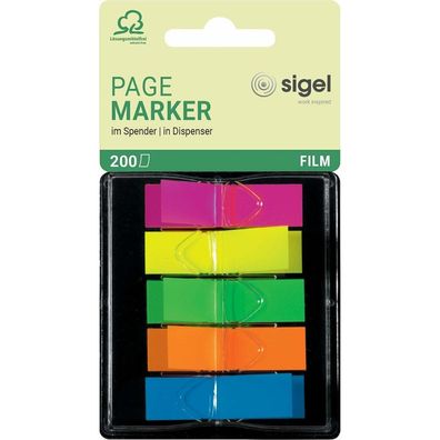 SIGEL Transparent Haftmarker farbsortiert 5x 40 Streifen