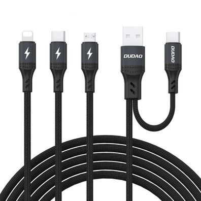 Dudao L3W 66W USB-A/USB-C auf Lightning/USB-C/MicroUSB Ladekabel Schwarz