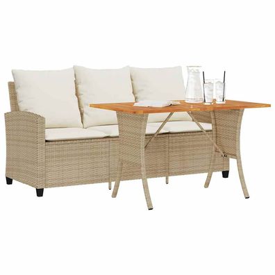 Modernes 3-Sitzer-Gartensofa-Set aus PE-Rattan mit Tisch und komfortablen Kissen