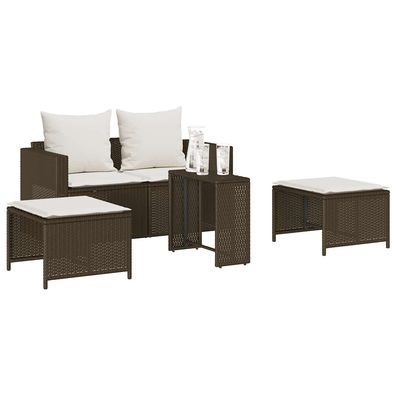 Moderne Garten-Sofagarnitur aus PE-Rattan mit modularem Aufbau, stapelbar