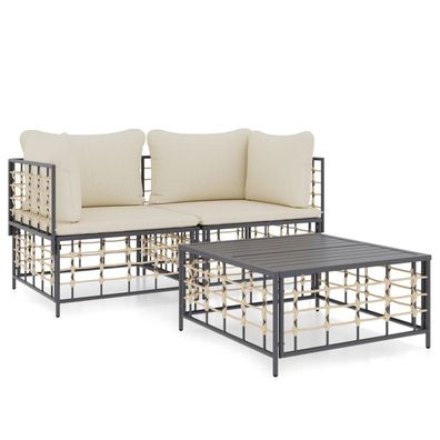 Kompaktes 2-Sitzer Gartenmöbel Lounge Set aus PE-Rattan, Tisch und Kissen